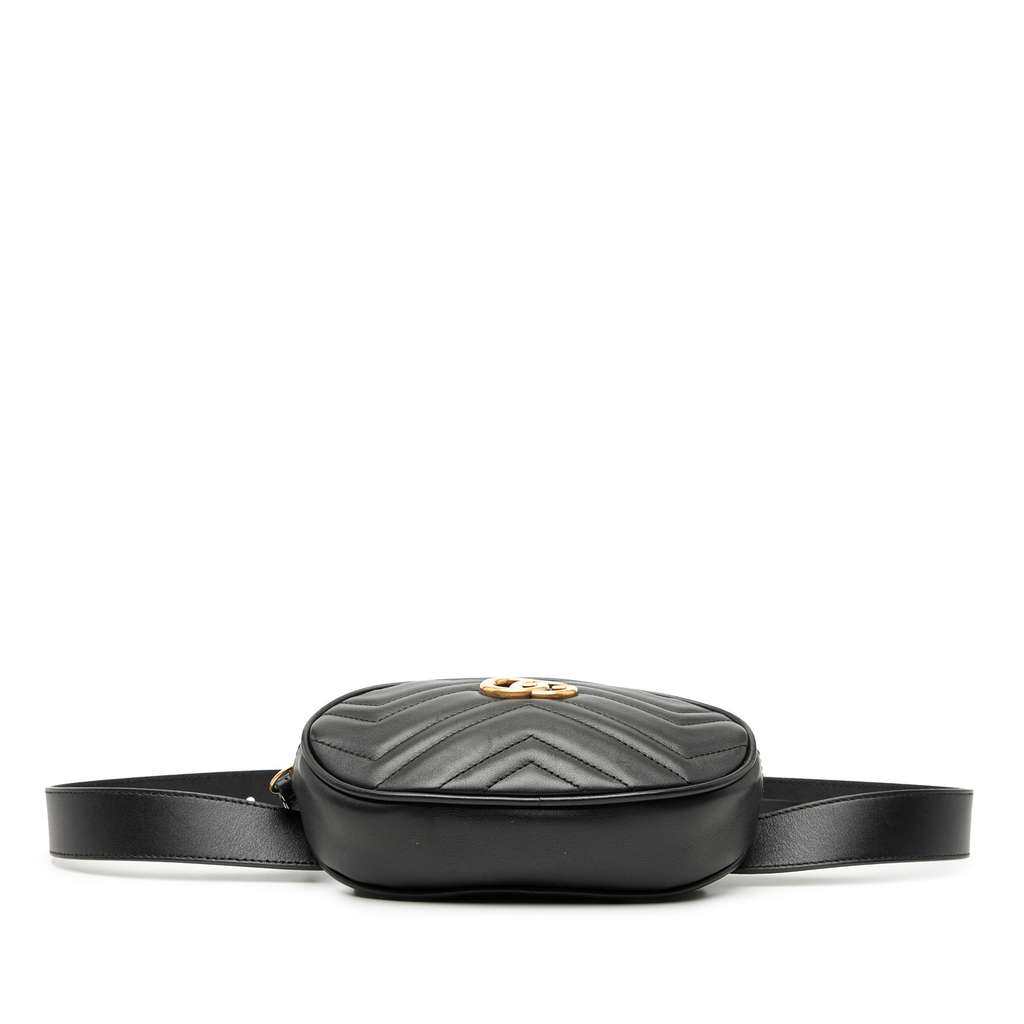 Gucci GG Marmont Matelasse Leather Belt Bag Black Leather Good condition - Inside View