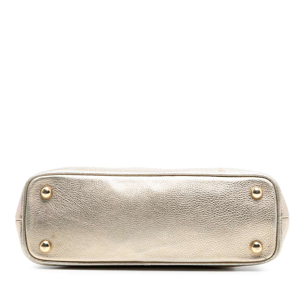 Burberry Small Grained Calfskin Bloomsbury Top Handle Bag Gold Leather Good condition - Inside View