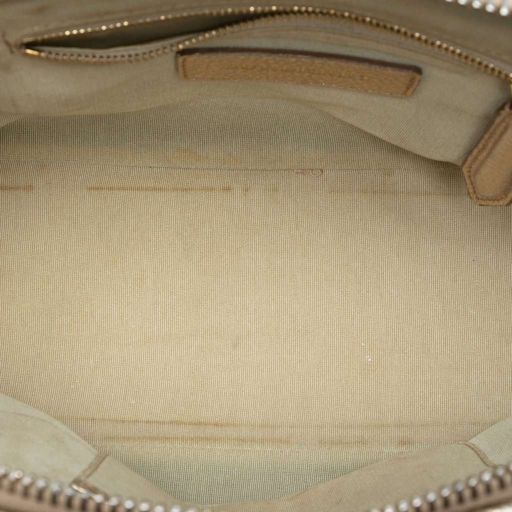 Burberry Small Grained Calfskin Bloomsbury Top Handle Bag Gold Leather Good condition - Model View