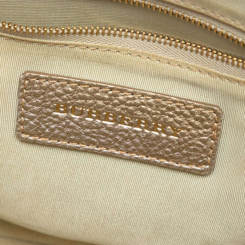 Burberry Small Grained Calfskin Bloomsbury Top Handle Bag Gold Leather Good condition - Box View