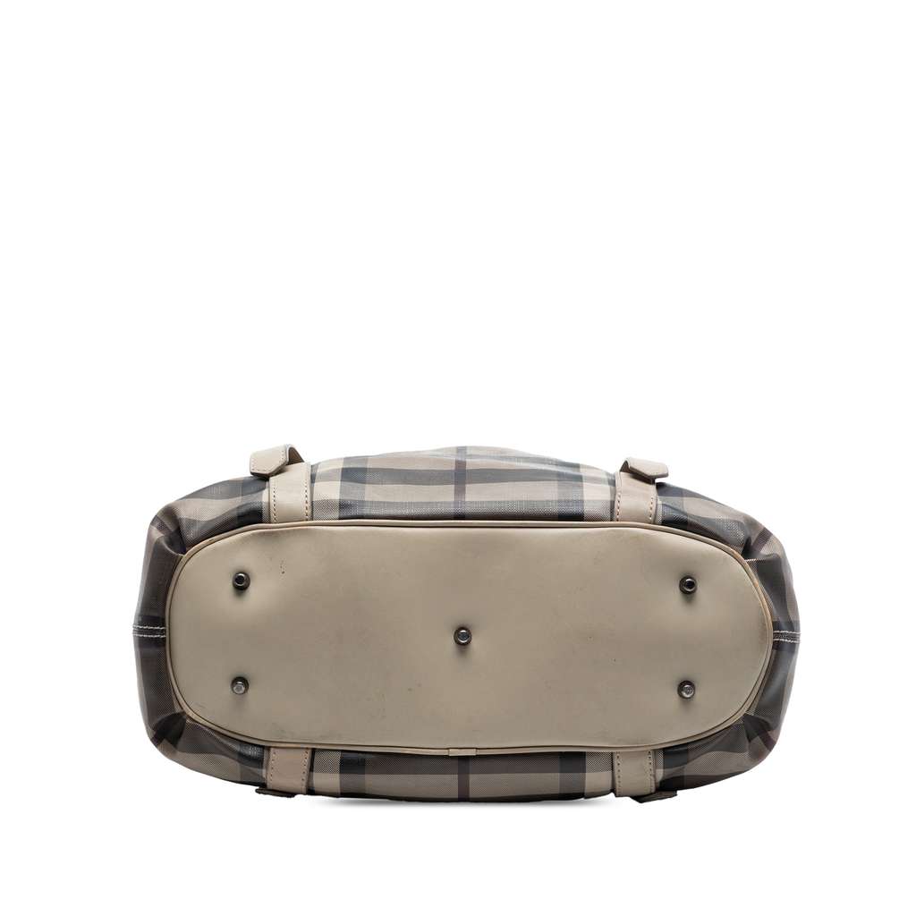 Burberry Smoke Check Coated Canvas Northfield Satchel Grey Canvas Good condition - Inside View