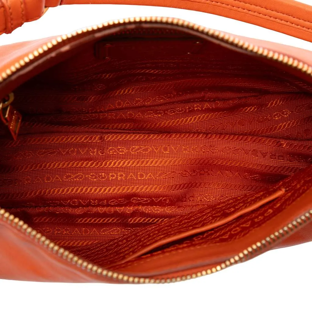 Prada Vitello Phenix Shoulder Bag Orange Leather Very good - Model View