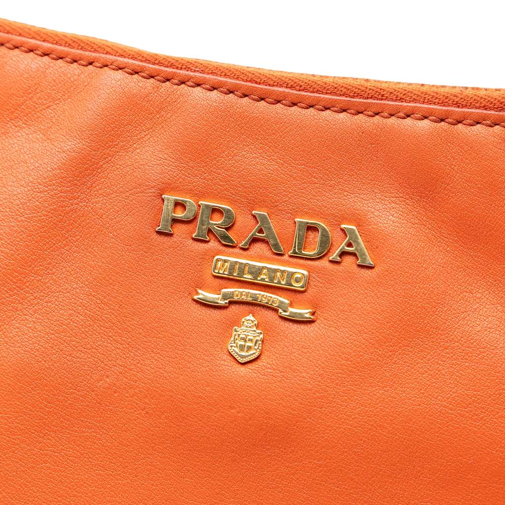 Prada Vitello Phenix Shoulder Bag Orange Large Leather