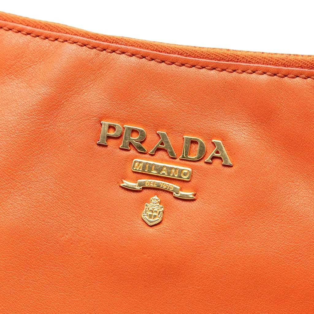 Prada Vitello Phenix Shoulder Bag Orange Leather Very good - Box View