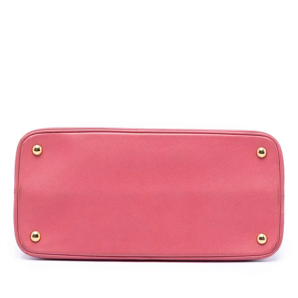 Prada Medium Saffiano Lux Open Promenade Satchel Pink Leather Good - Inside View