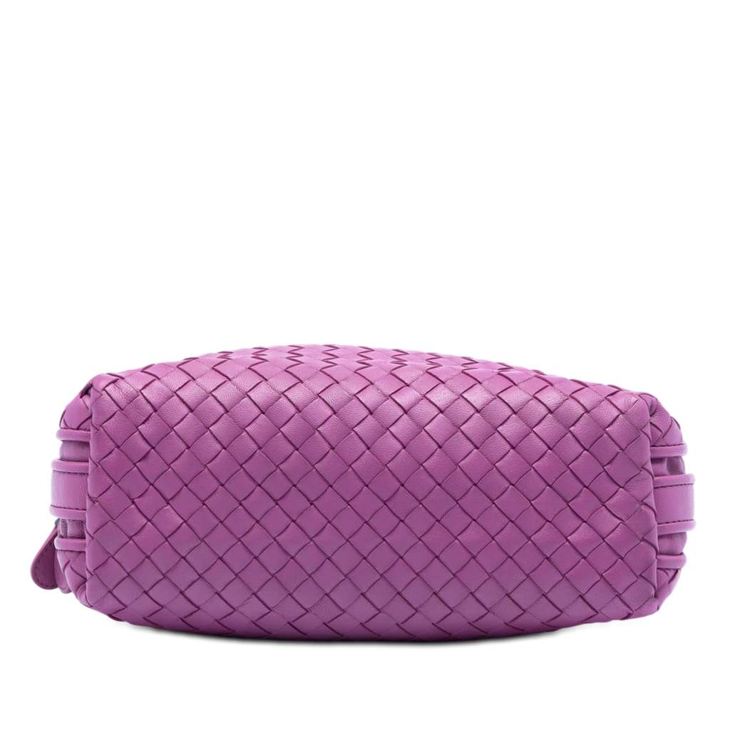 Bottega Veneta Nappa Intrecciato Nodini Double Zip Crossbody Purple Leather Good condition - Inside View