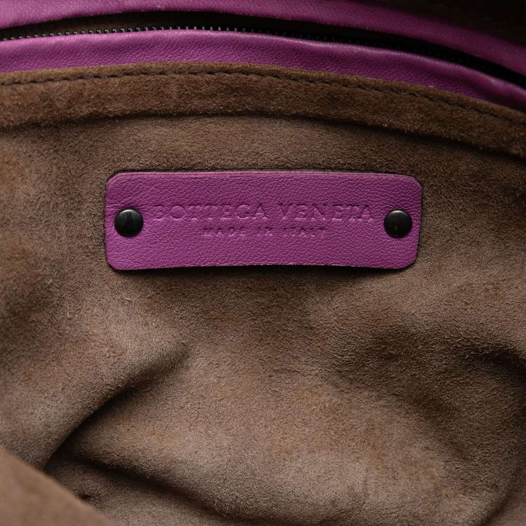 Bottega Veneta Nappa Intrecciato Nodini Double Zip Crossbody Purple Leather Good condition - Box View