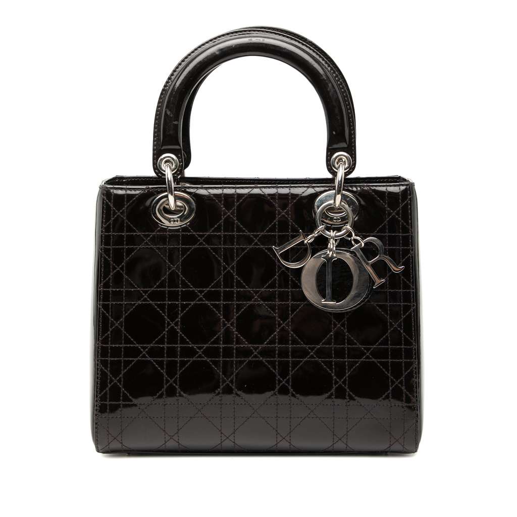 Dior Medium Patent Cannage Stitched Lady Dior