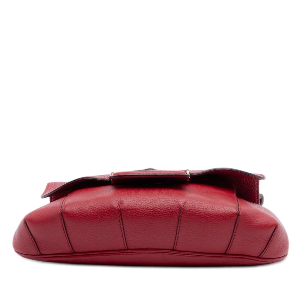 Gucci Medium Leather Bamboo Nouveau Fringe Crossbody Red Leather Good condition - Inside View