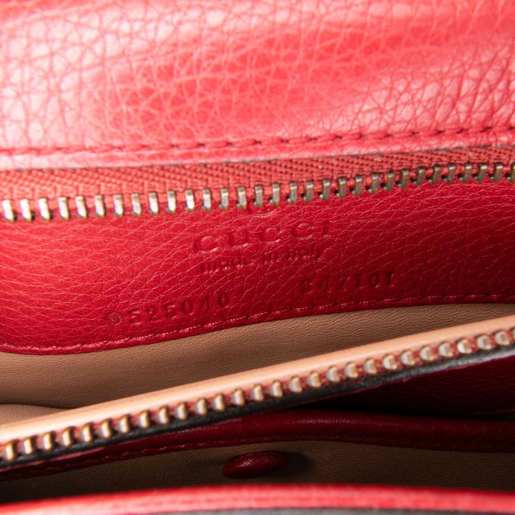 Gucci Medium Leather Bamboo Nouveau Fringe Crossbody Red Leather Good condition - Box View