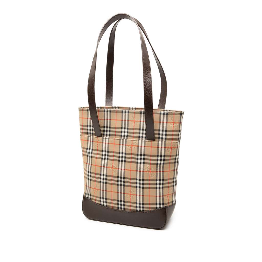 Burberry Haymarket Check Canvas Tote Brown Canvas Good condition - Back View