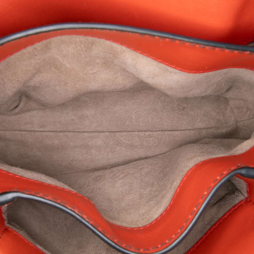 Bottega Veneta Mini Intrecciato Trimmed Nappa Piazza Top Handle Satchel Orange Leather Good condition - Model View