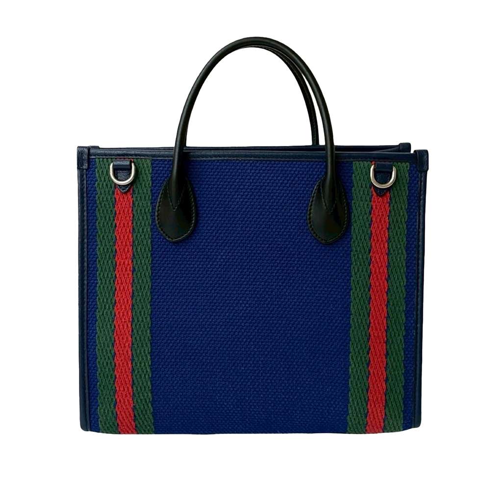 Gucci Canvas Interlocking G Satchel Blue Canvas Good condition - Back View