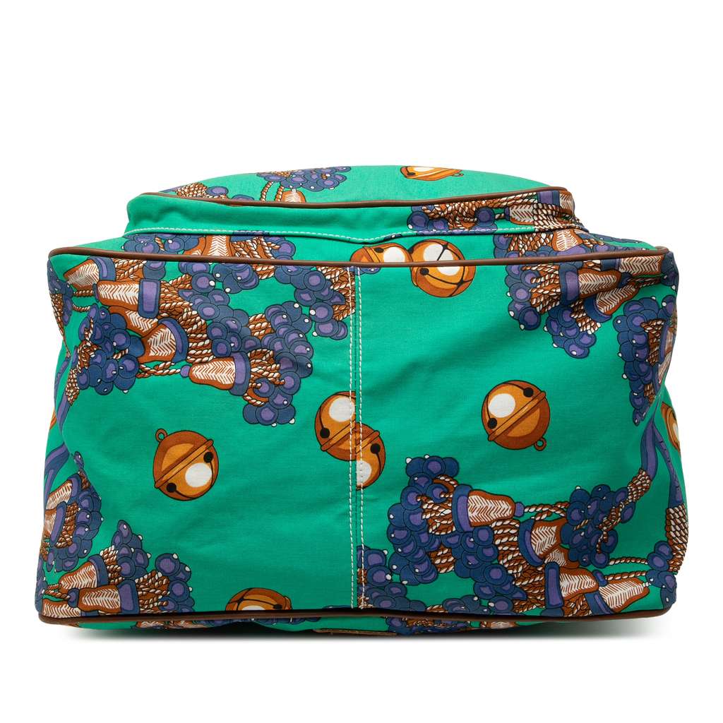 Loewe Coleccion Jerez Printed Canvas Travel Backpack Green Canvas Good condition - Inside View