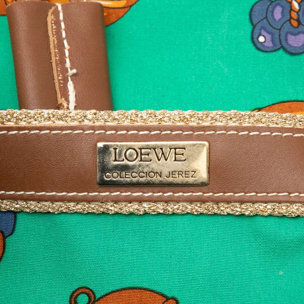 Loewe Coleccion Jerez Printed Canvas Travel Backpack Green Canvas Good condition - Box View