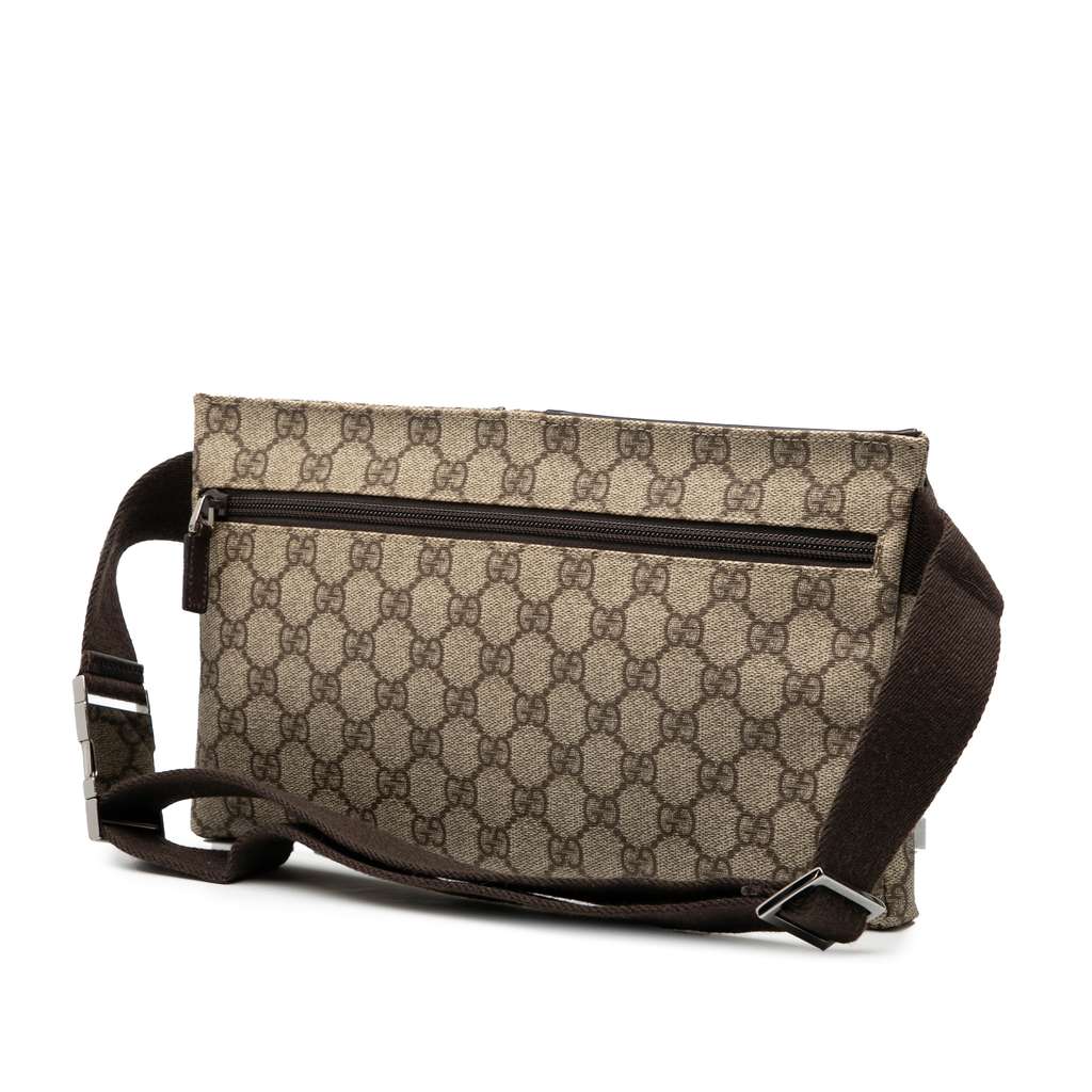 Gucci GG Supreme Double Pocket Belt Bag Brown Canvas Fair condition - Back View