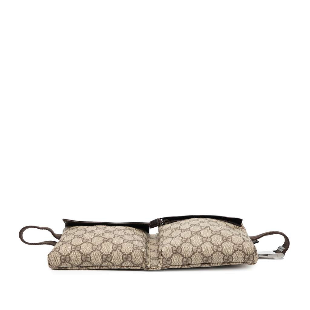 Gucci GG Supreme Double Pocket Belt Bag Brown Canvas Fair condition - Inside View