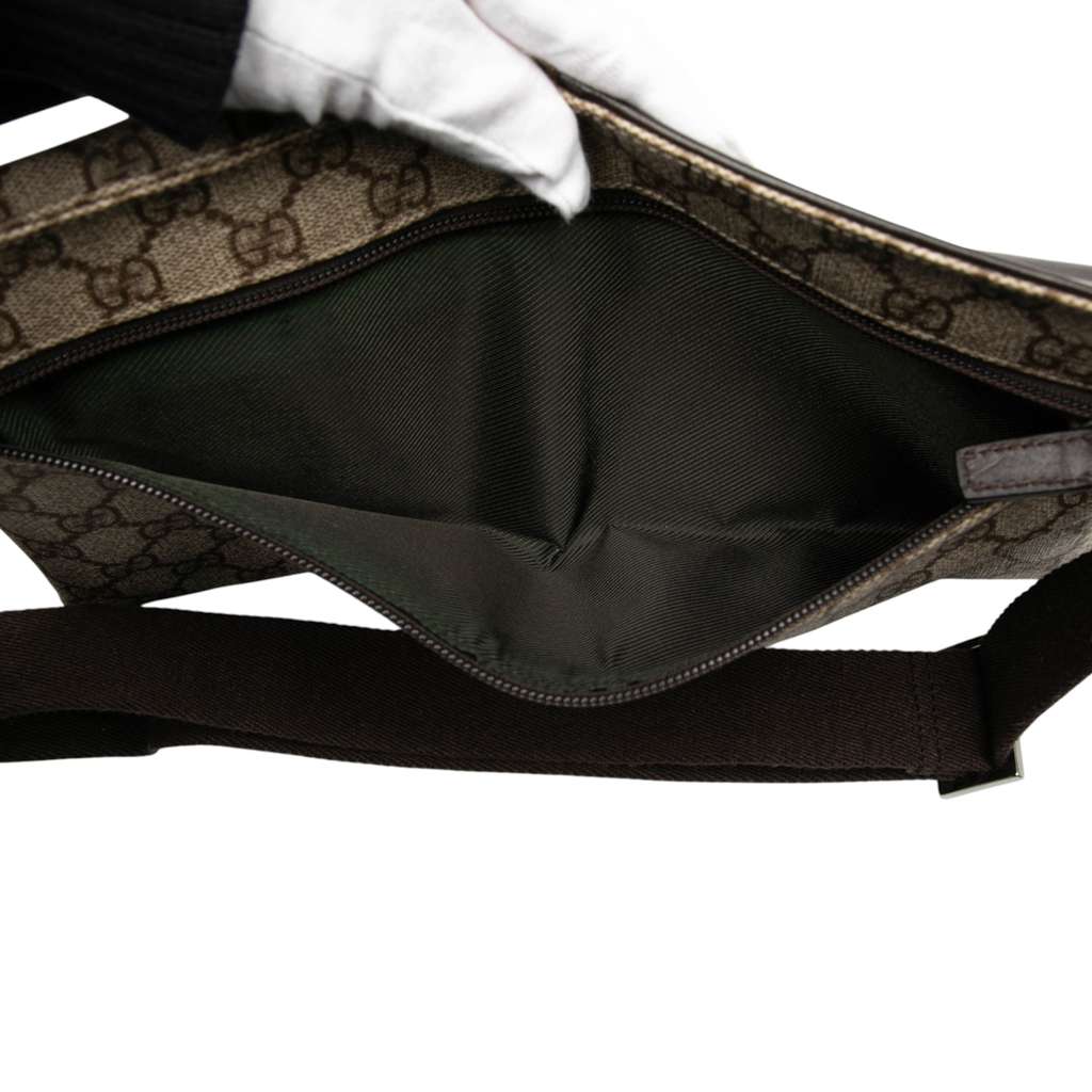 Gucci GG Supreme Double Pocket Belt Bag Brown Canvas Fair condition - Model View
