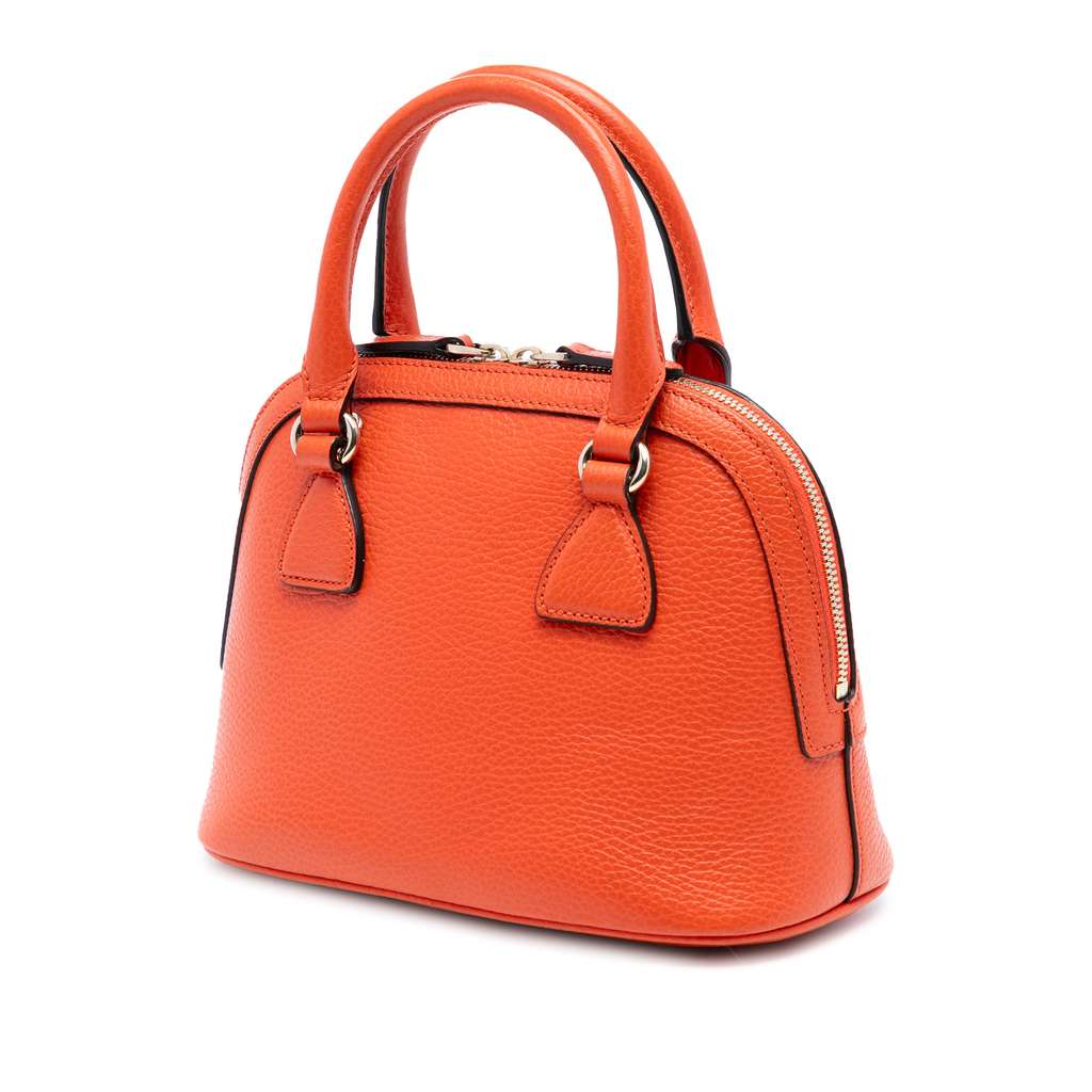 Gucci Mini Leather GG Charm Dome Satchel Orange Leather Good condition - Back View
