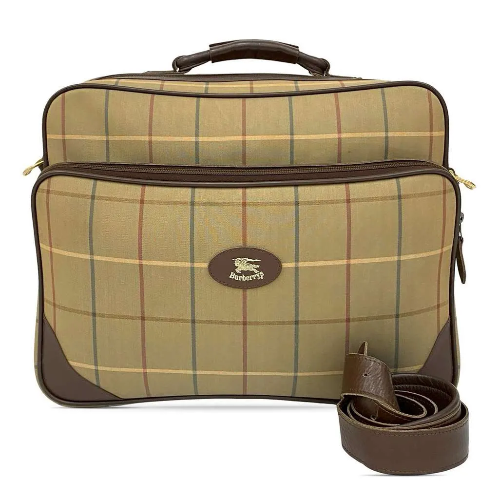 Burberry Vintage Check Canvas Business Bag Brown Canvas Very good - Front View