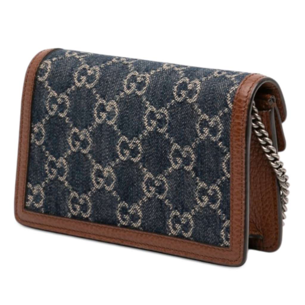 Gucci Mini GG Denim Dionysus Crossbody Blue Denim Good condition - Back View