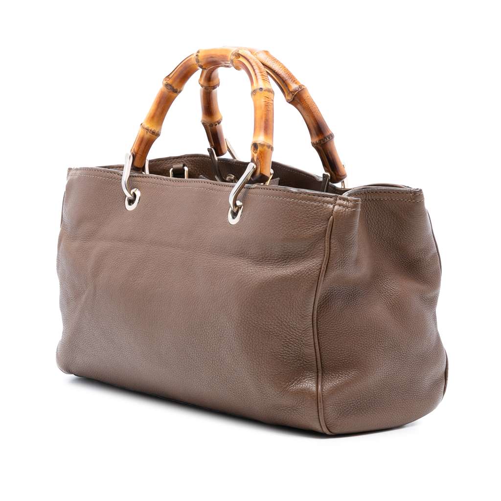 Gucci Medium Calfskin Bamboo Shopper Satchel Brown Leather Good condition - Back View