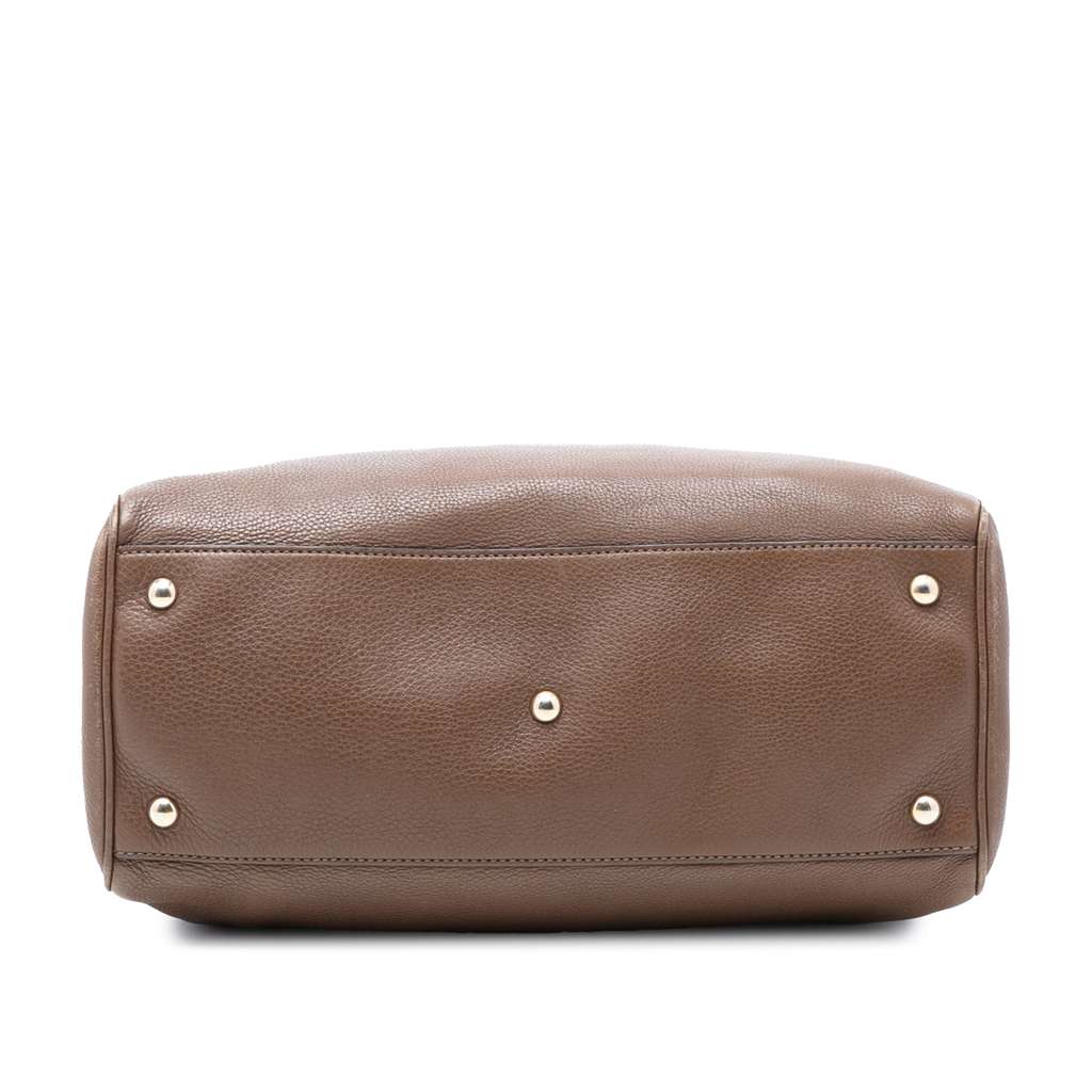 Gucci Medium Calfskin Bamboo Shopper Satchel Brown Leather Good condition - Inside View