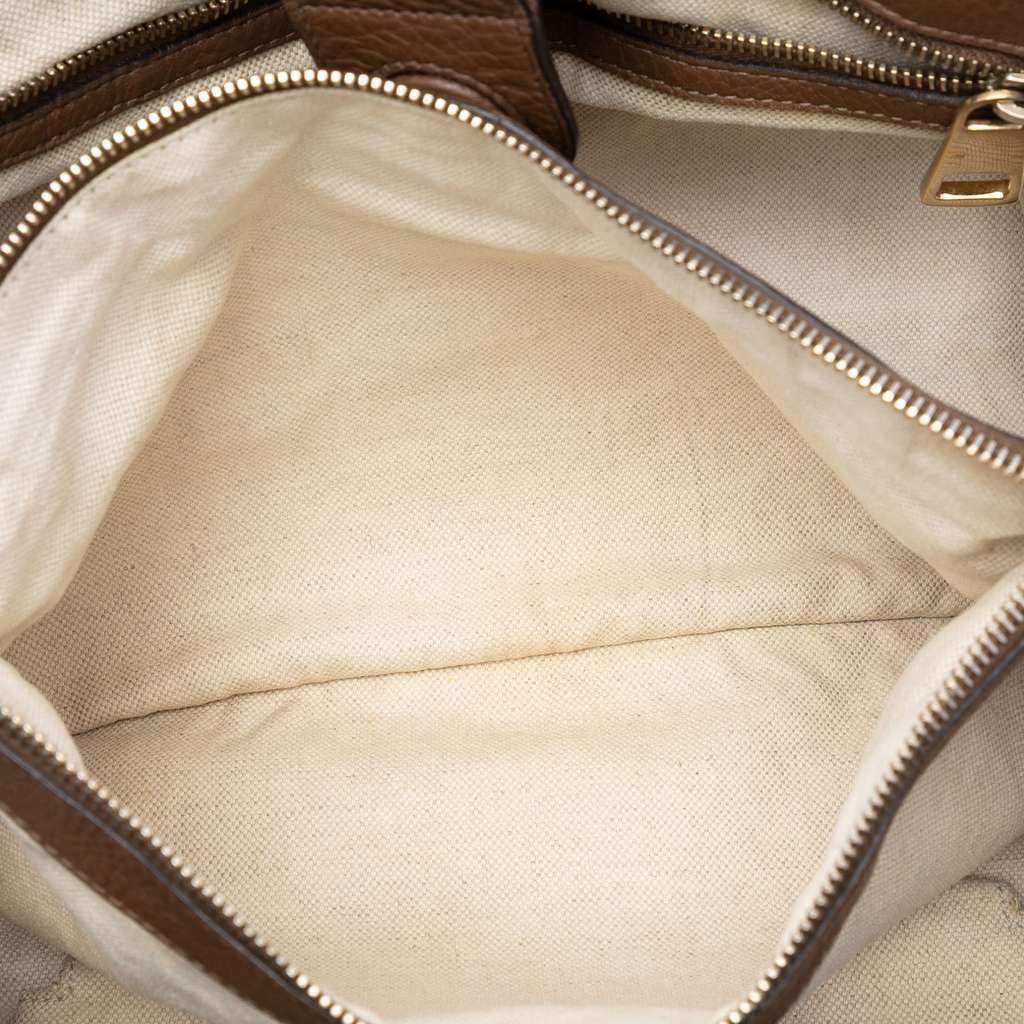 Gucci Medium Calfskin Bamboo Shopper Satchel Brown Leather Good condition - Model View