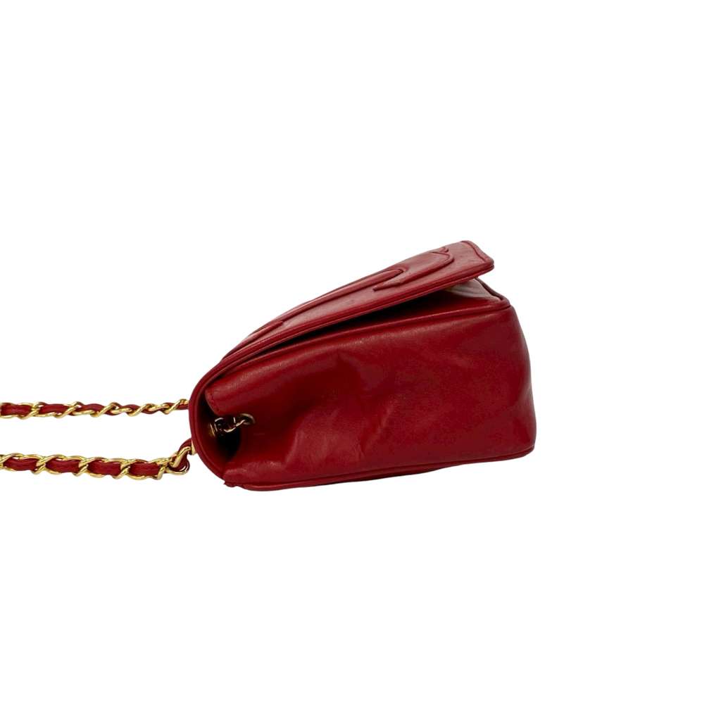 Chanel CC Lambskin Full Flap Red Leather Good condition - Box View