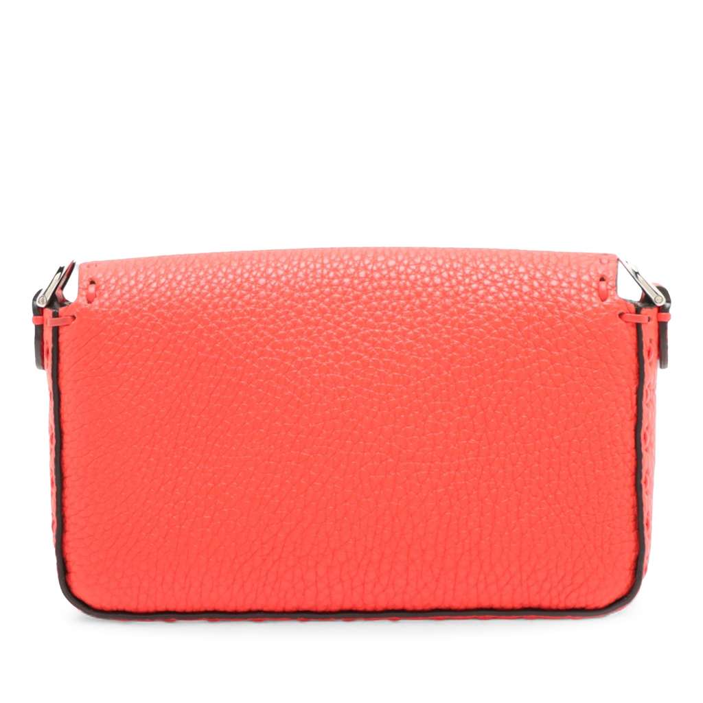 Fendi Mini Leather Selleria Baguette Satchel Red Leather Good condition - Back View