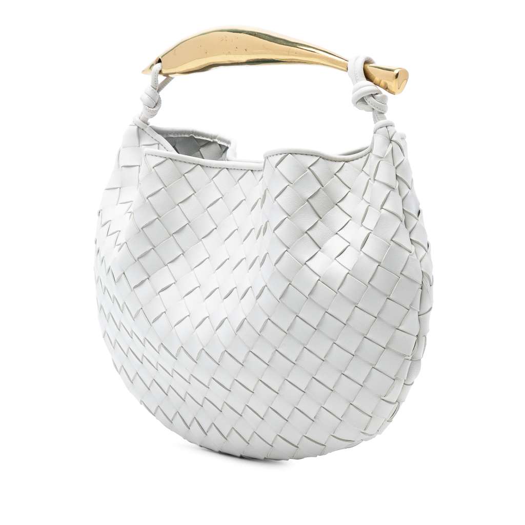 Bottega Veneta Lambskin Intrecciato Sardine White Leather Good condition - Back View