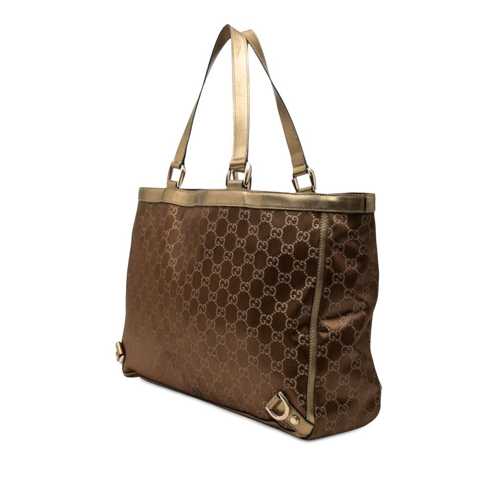 Gucci GG Satin Abbey D Ring Tote Brown Satin Good condition - Back View