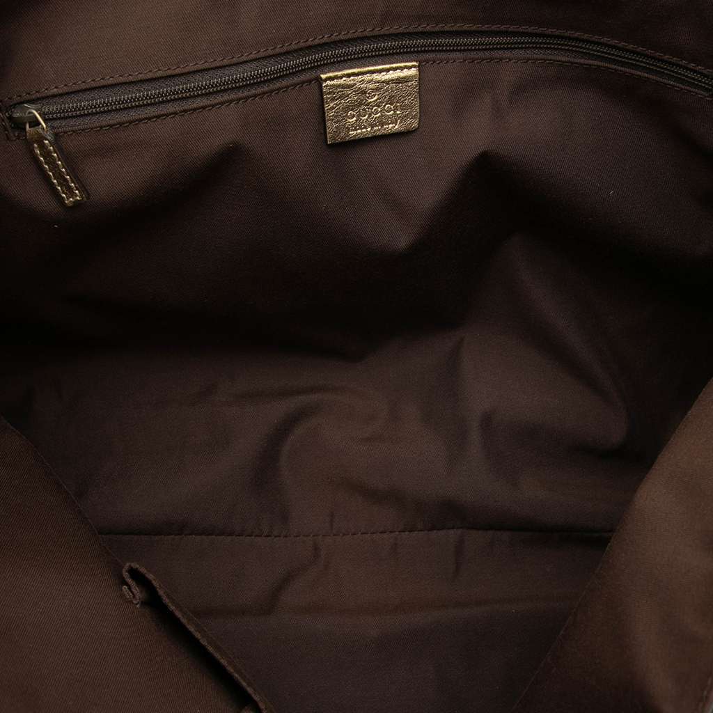 Gucci GG Satin Abbey D Ring Tote Brown Satin Good condition - Model View