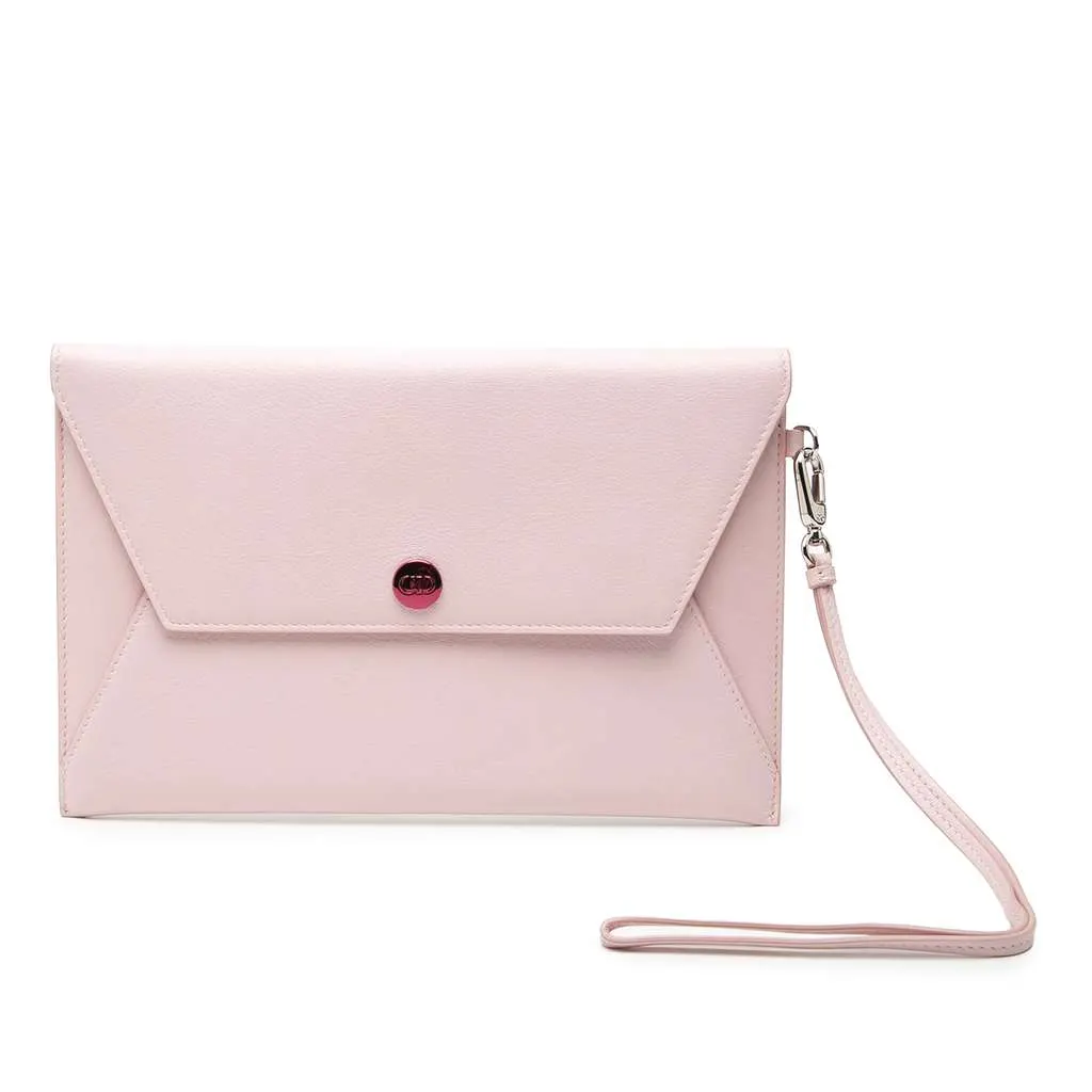 Dior Calfskin Envelope Clutch Pink Leather Very good - Front View