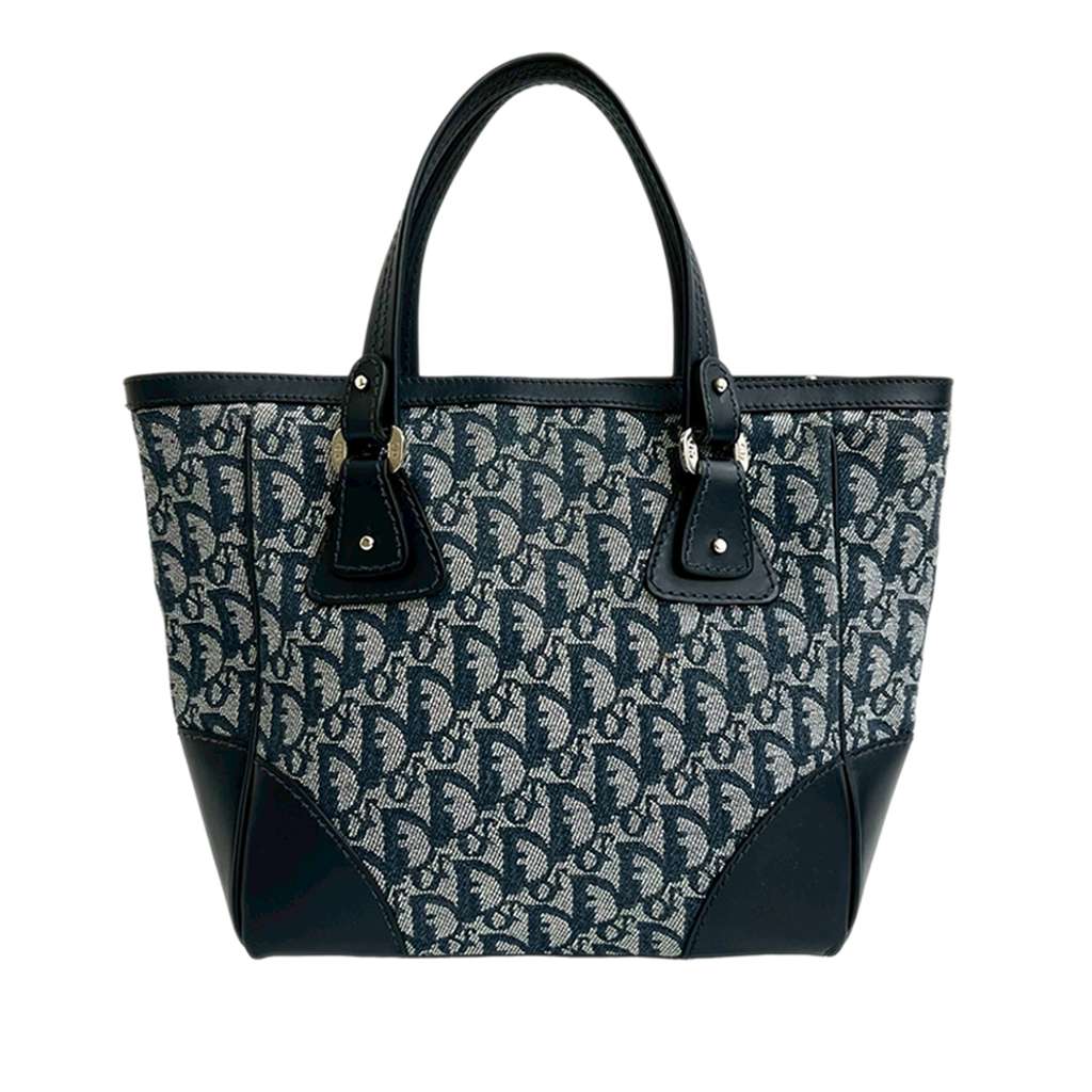 Dior Diorissimo Trotter Canvas Zip Tote Blue Canvas Good condition - Back View