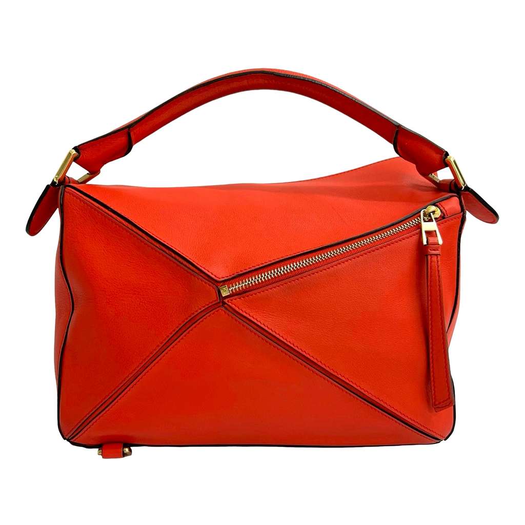 Loewe Medium Calfskin Puzzle Satchel Red Leather Good condition - Back View