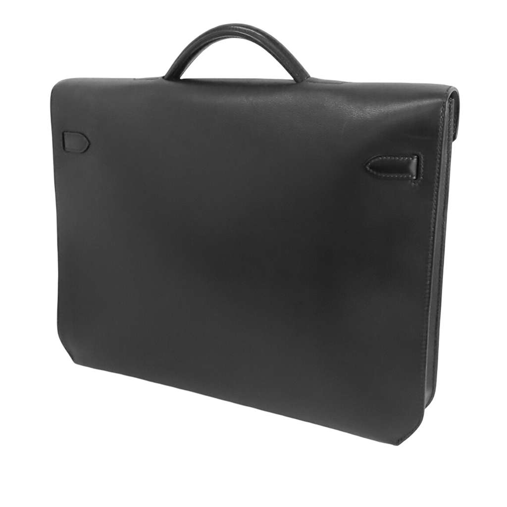 Hermès Evergrain Kelly Depeches 36 Black Leather Good condition - Back View