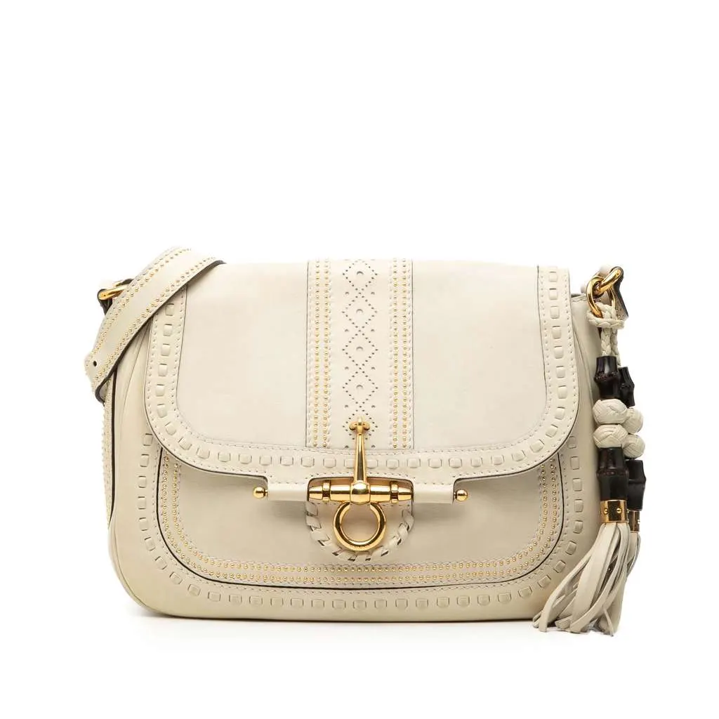 Gucci Medium Leather Snaffle Bit Shoulder Bag White Leather Very good - Front View