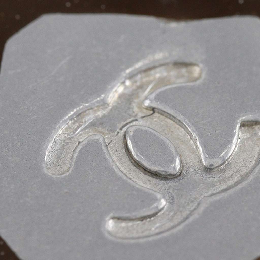 Chanel Silver Plated Brass and Acrylic CC Pendant Necklace Silver Metal Good condition - Box View