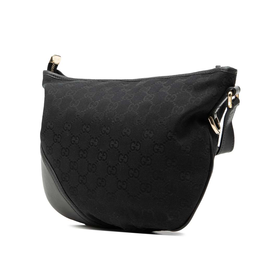 Gucci Medium GG Canvas New Britt Half Moon Crossbody Black Canvas Fair condition - Back View