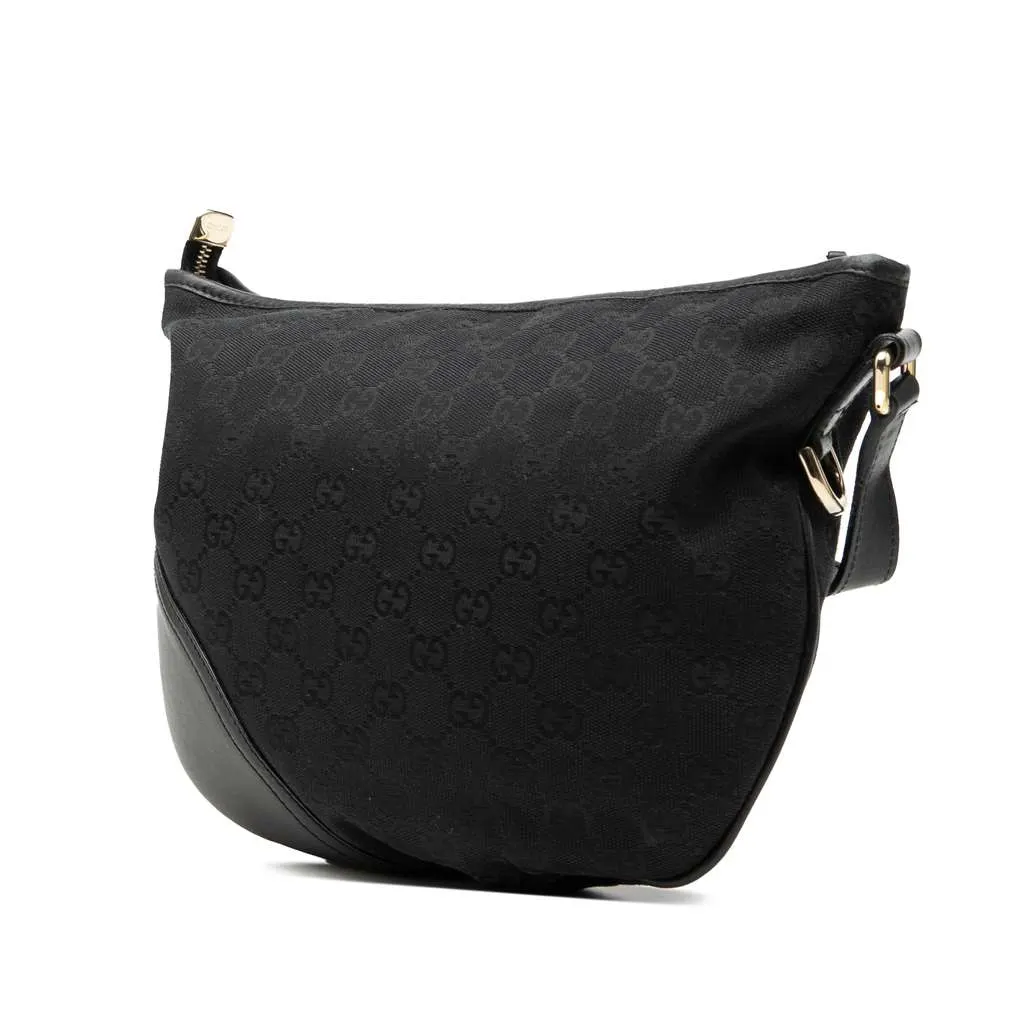Gucci Medium GG Canvas New Britt Half Moon Crossbody Black Canvas Good - Back View