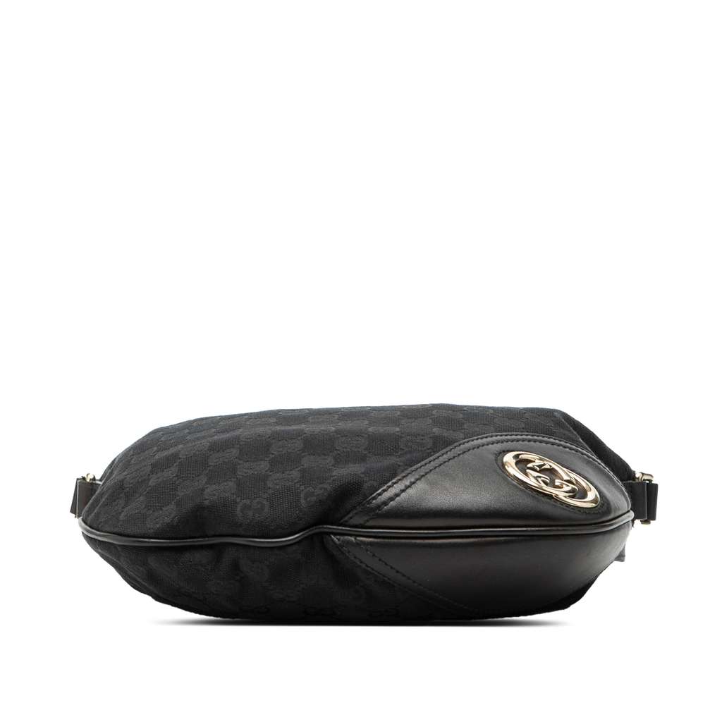 Gucci Medium GG Canvas New Britt Half Moon Crossbody Black Canvas Fair condition - Inside View
