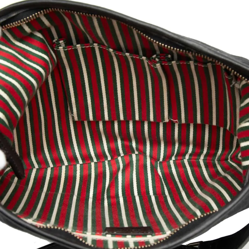Gucci Medium GG Canvas New Britt Half Moon Crossbody Black Canvas Good - Model View