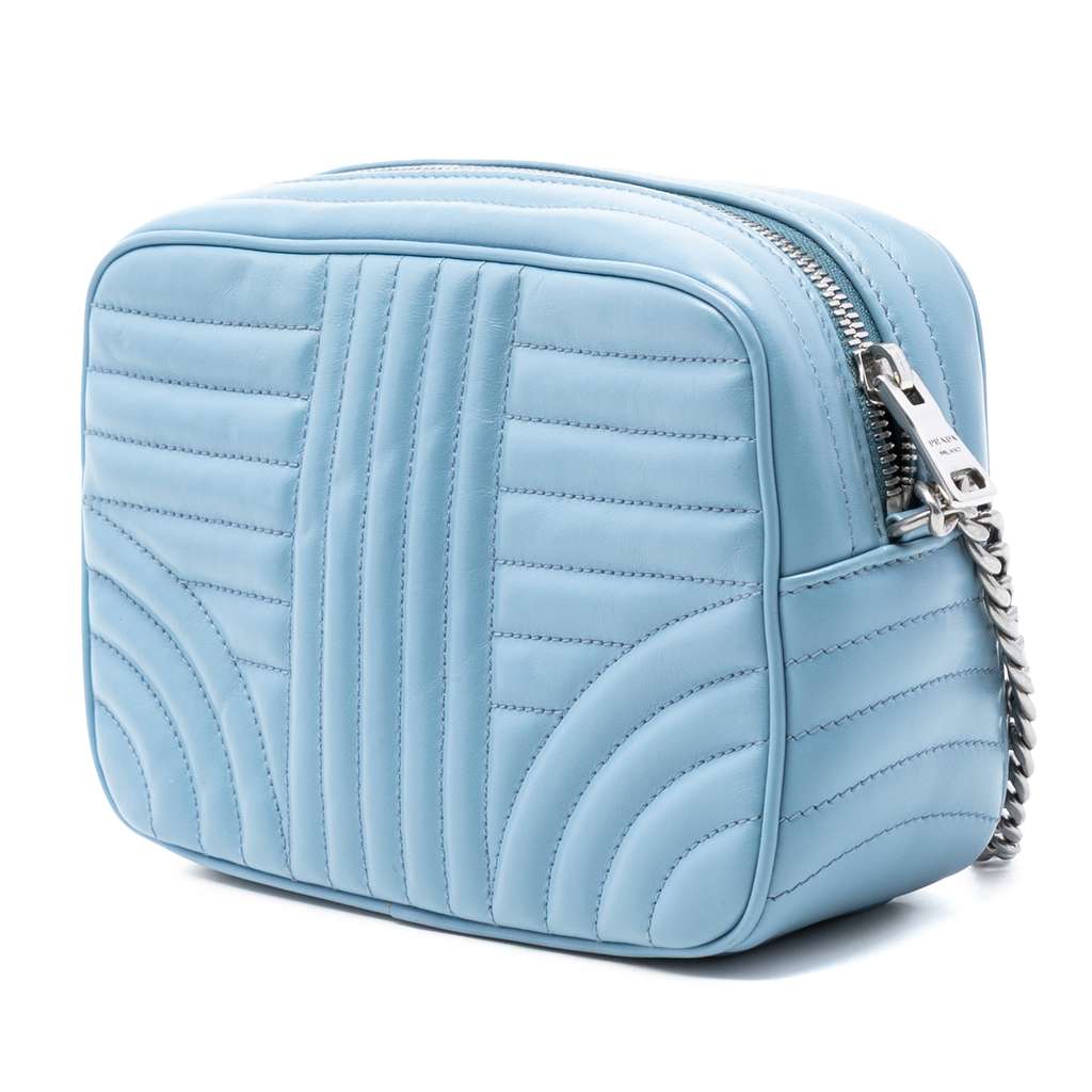 Prada Soft Calfskin Diagramme Camera Bag Blue Leather Good condition - Back View