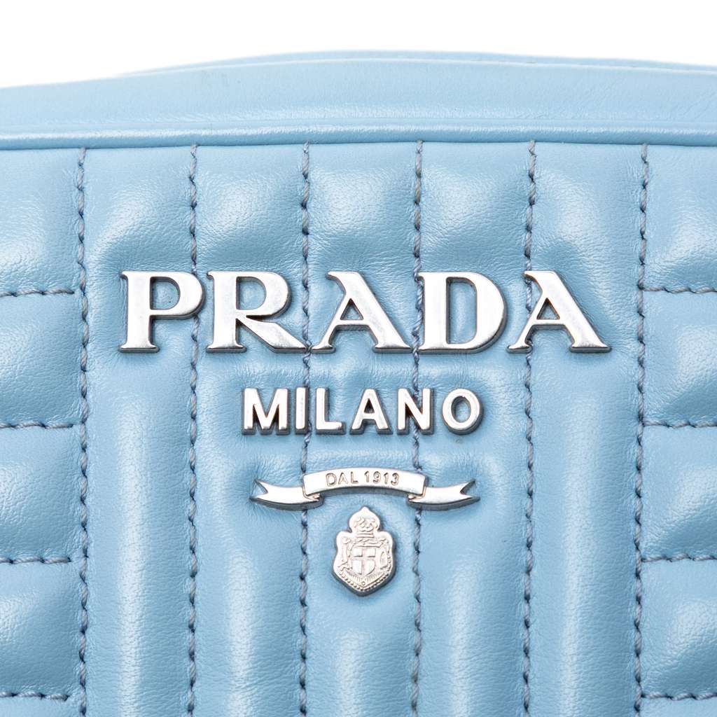 Prada Soft Calfskin Diagramme Camera Bag Blue Leather Good condition - Box View