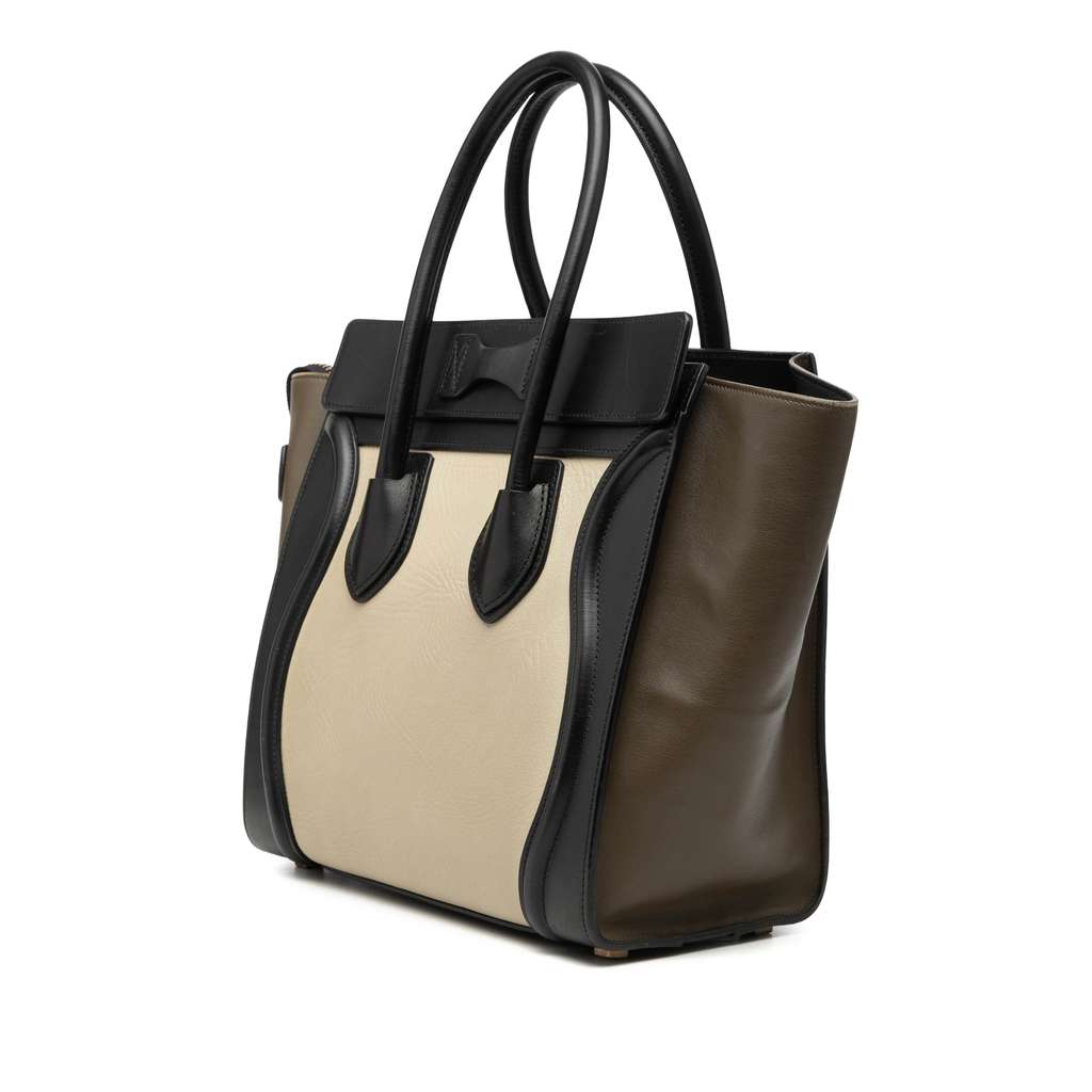 Celine Micro Tricolor Leather Luggage Tote White Leather Good condition - Back View