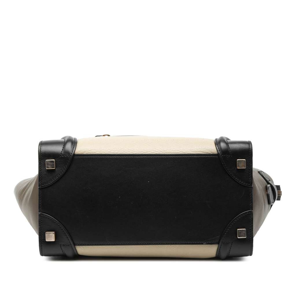 Celine Micro Tricolor Leather Luggage Tote White Leather Good condition - Inside View