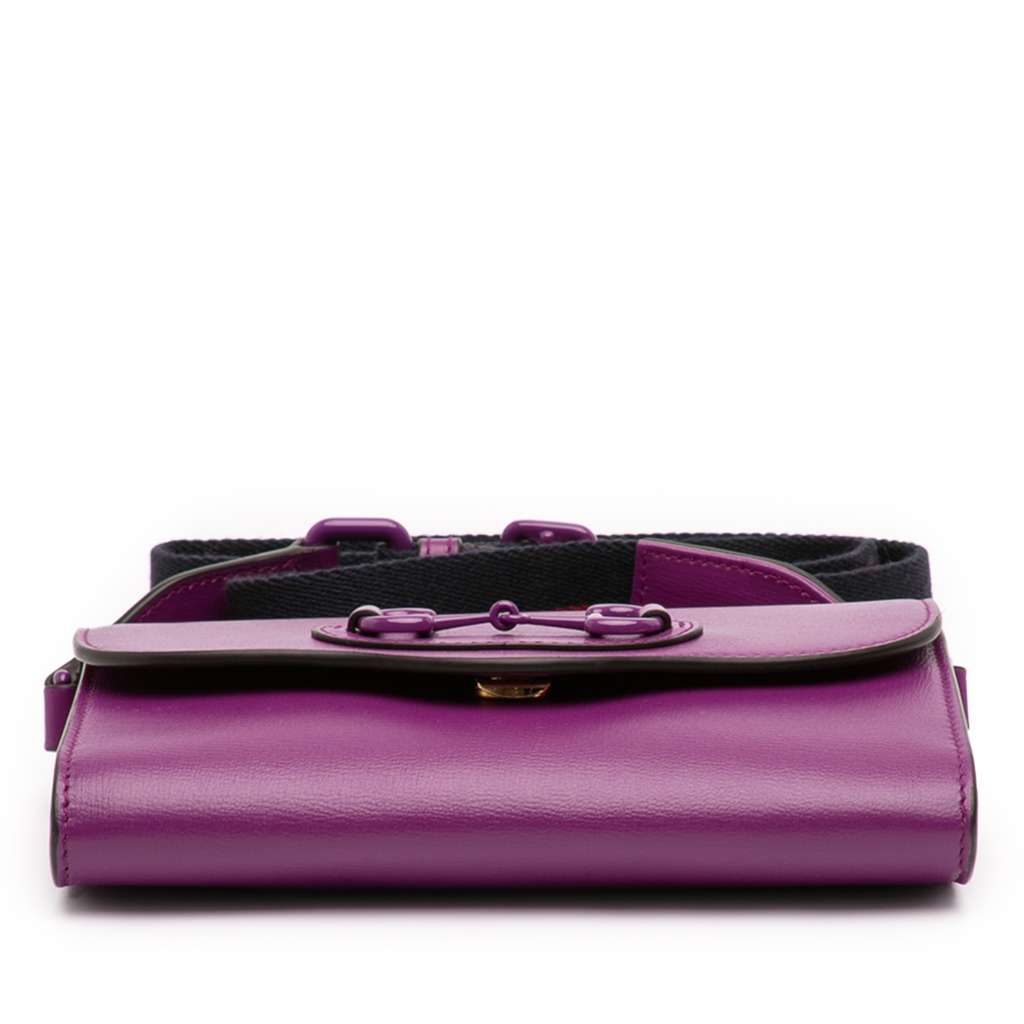 Gucci Mini Leather Horsebit 1955 Web Crossbody Purple Leather Good condition - Inside View
