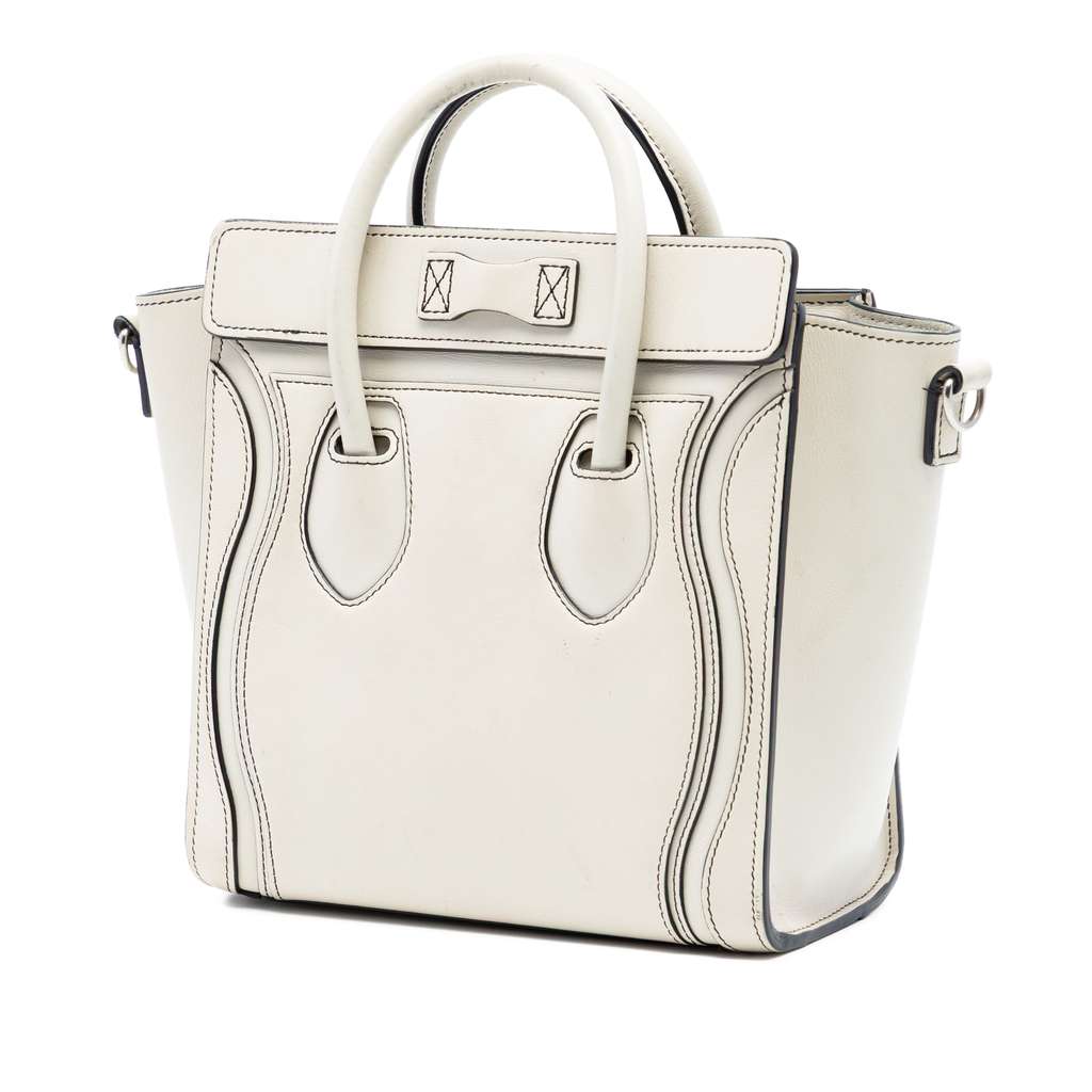 Celine Nano Leather Luggage Tote White Leather Good condition - Back View