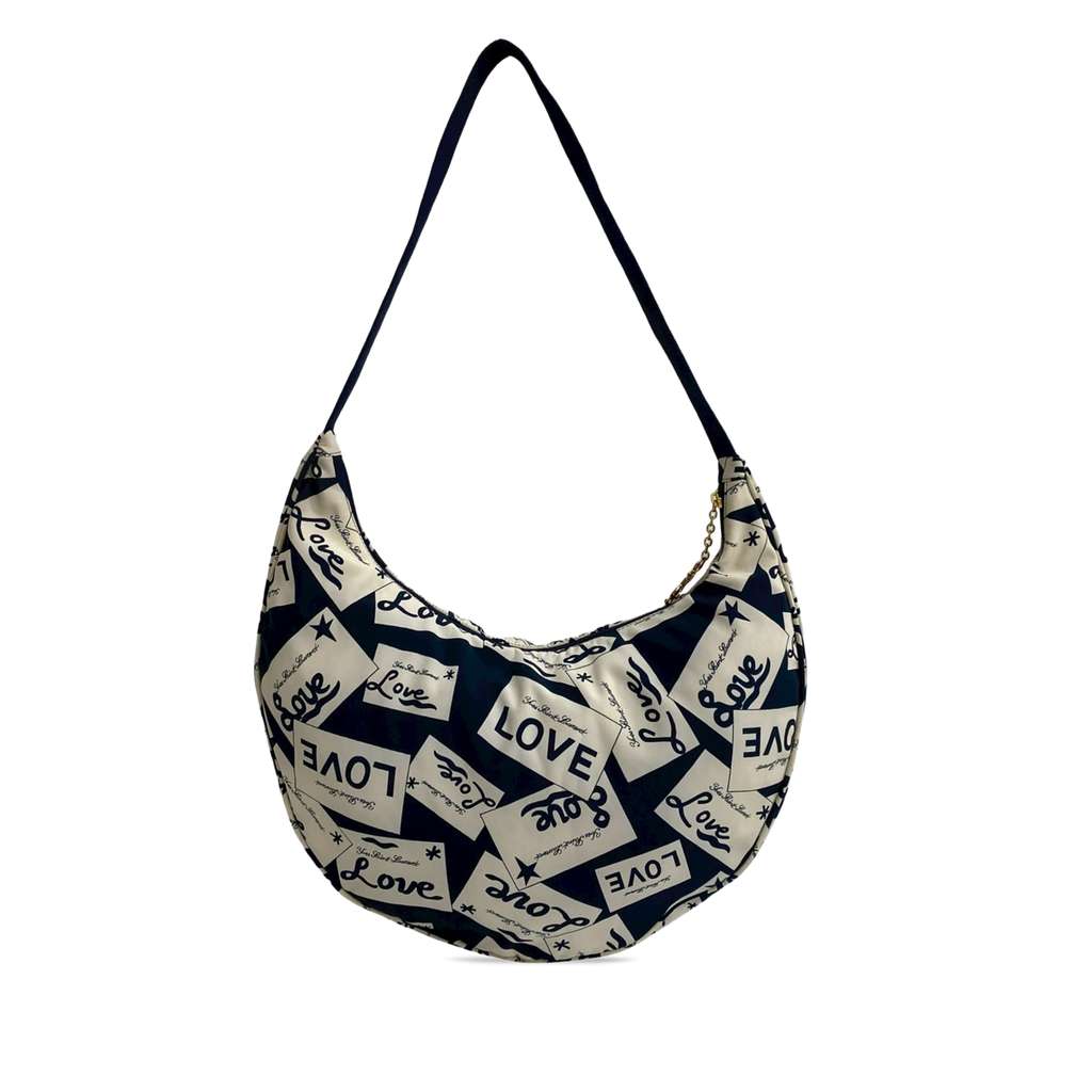 Saint Laurent Printed Nylon Love All Over Hobo Blue Good condition - Back View